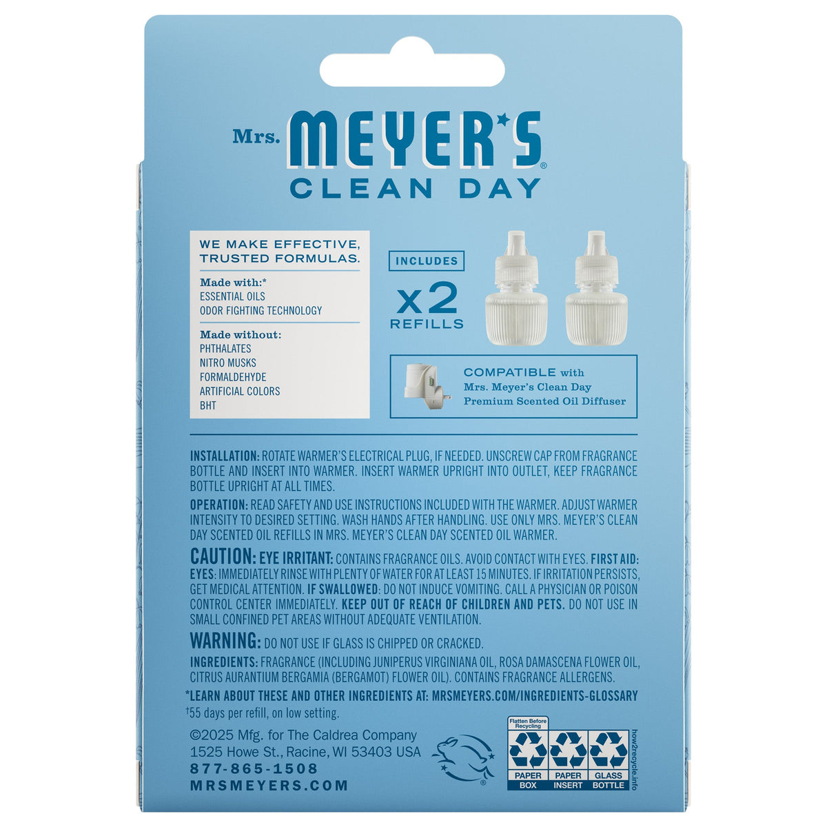 Convenient Rain Water Plug In Scented Oil Refill, 2-Pack