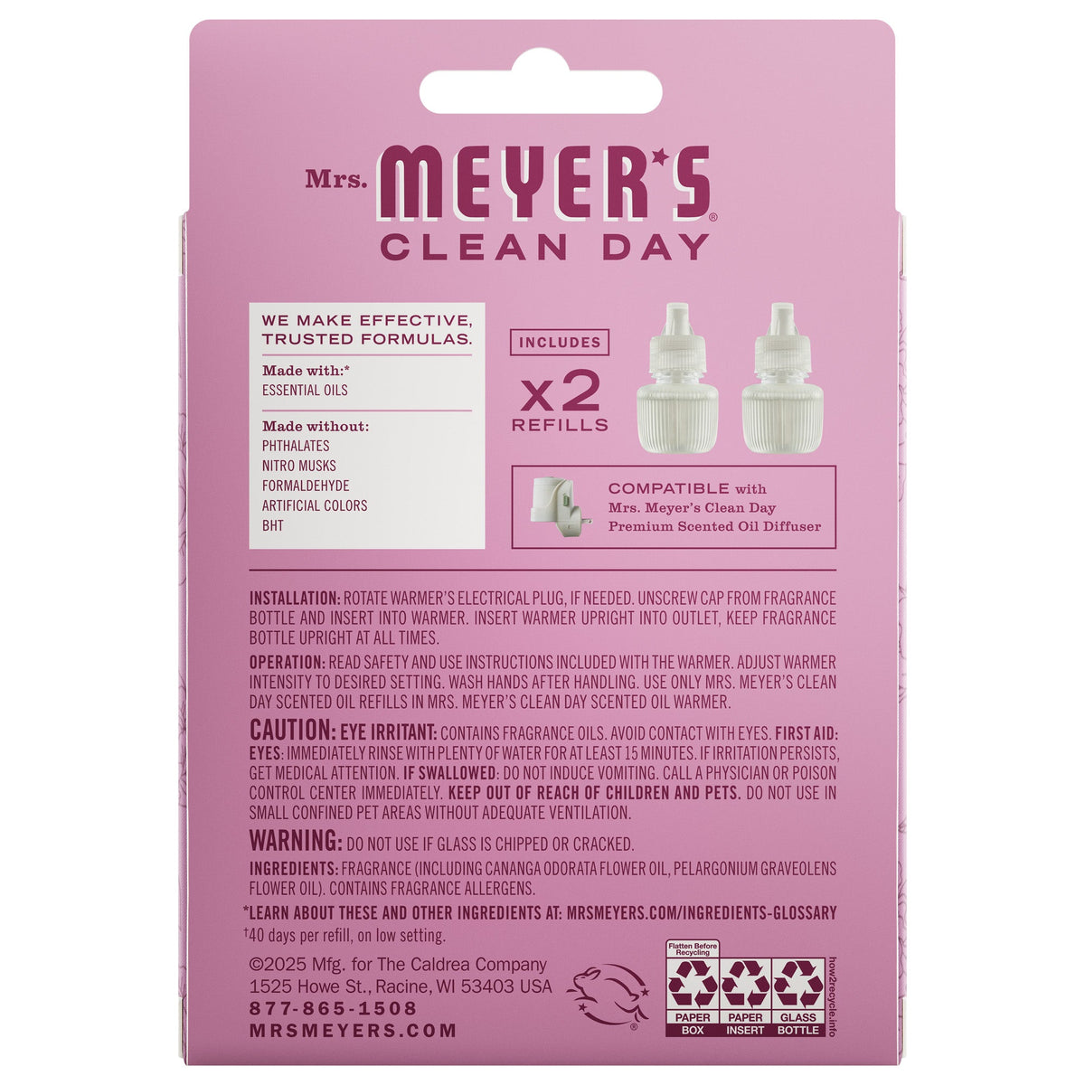 Convenient Peony Plug In Scented Oil Refill, 2-Pack