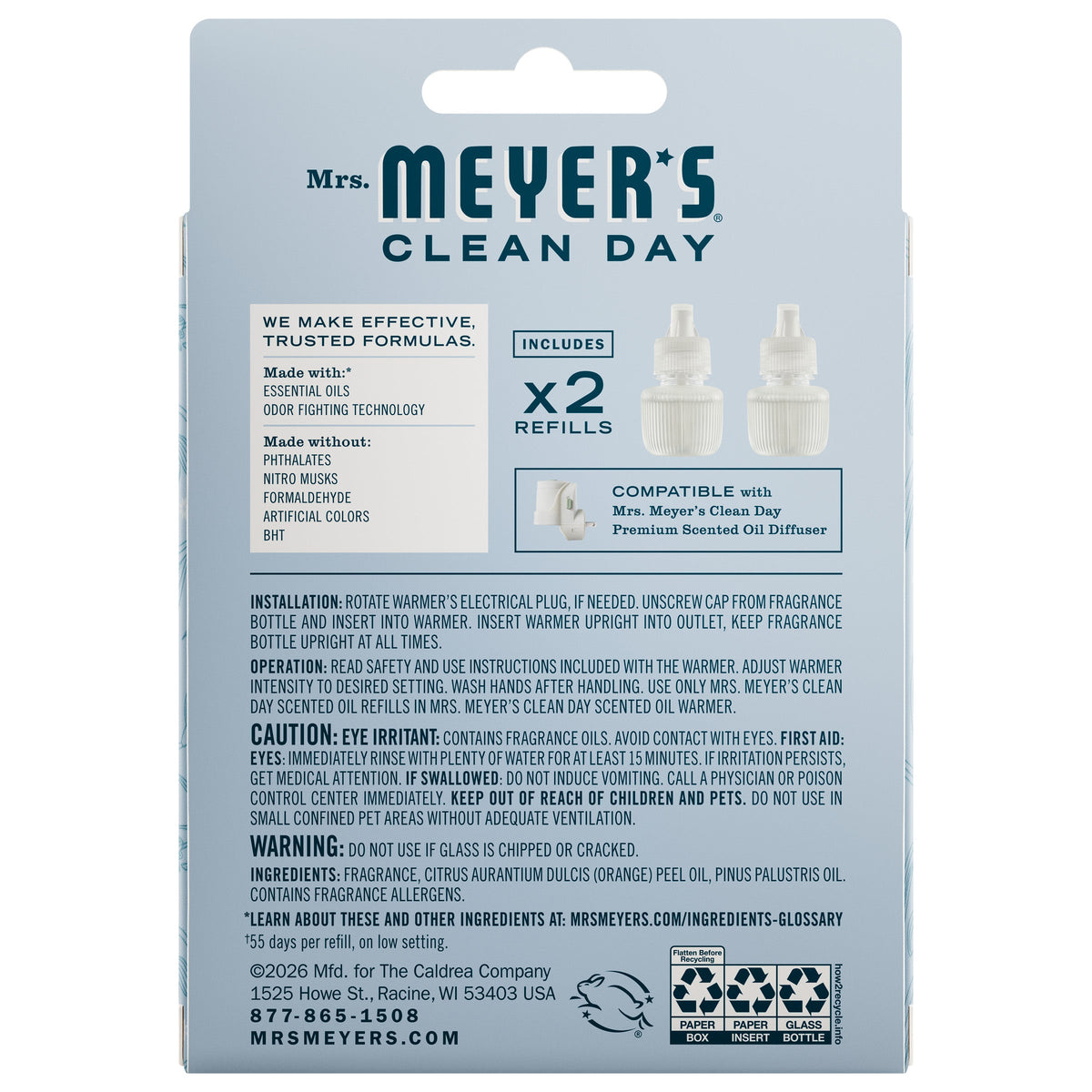 Convenient Snowdrop Plug In Scented Oil Refill, 2-Pack