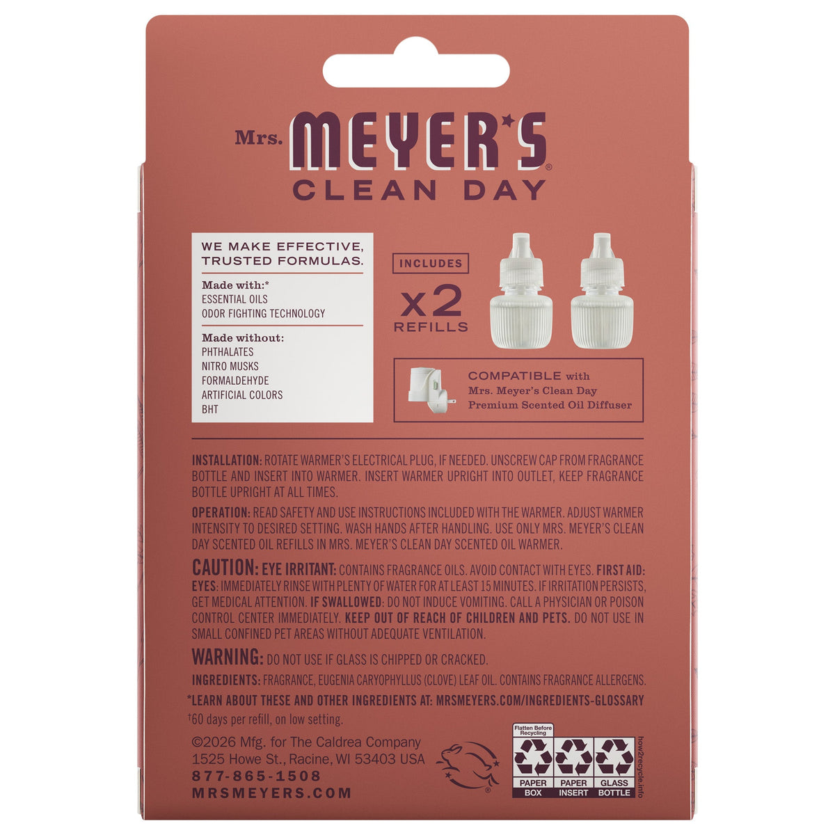 Convenient Fall Leaves Plug In Scented Oil Refill, 2-Pack